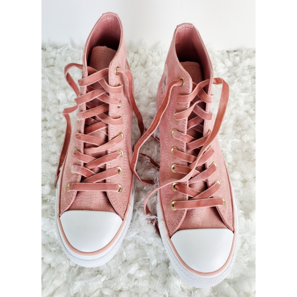 New converse high tops Leather velvet lace sneaker - Picture 2 of 8